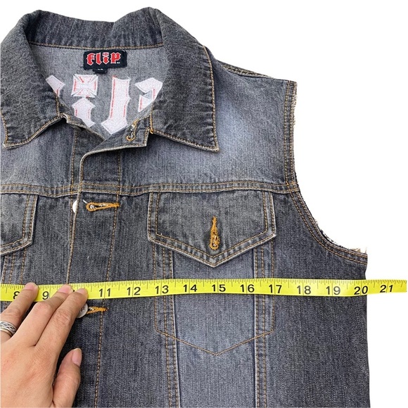 Flip Denim Vest Tank Top Washed jeans waistcoat Hip Hop Sleeveless Jacket S - Picture 11 of 12